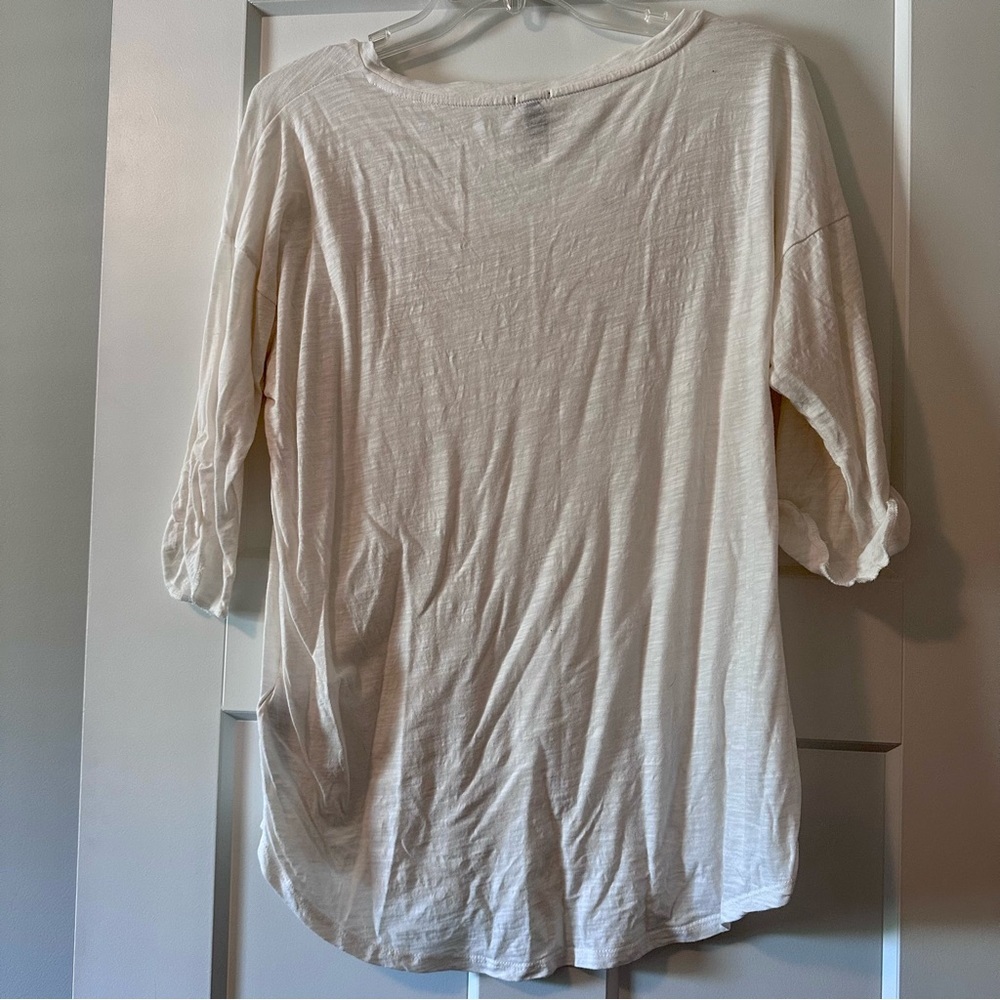 J.Crew White Floral Embroidered Scoop Neck Top 3/4 Sleeve Size XL - Picture 6 of 6